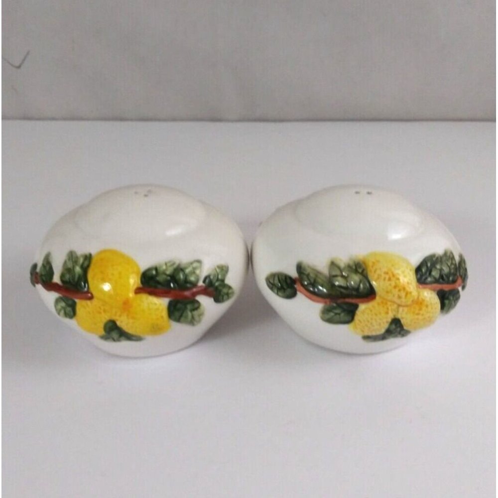 1997 Youngs White With Lemon Branch Design 2.5" Salt & Pepper Shakers